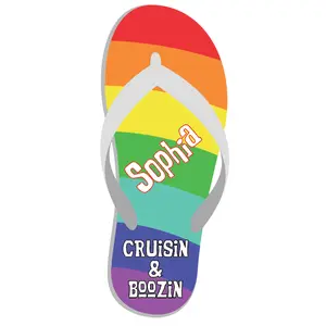 Rainbow Flip Flop Cruise Door Magnet  - 7” Long | Reusable Printed Vinyl Magnet - For Cabin Door, Fridge, Refrigerator, Locker, Whiteboard Decoration - Colorful Decorative Magnet Gift for Family & Friends