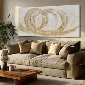 Dolidoteart Beige White Gold Abstract Wall Art, Extra Large Canvas Print Wall Decor for Living Room Bedroom Office Dining Room, Modern Neutral Artwork for Sofa Wall, 24x48 Inch