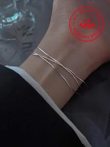 Women's S925 Silver Bracelet, Hypoallergenic Snake Bone Design, Elegant Jewelry Gift for Women, Perfect for Daily Wear & Special Occasions, Snake Chain Bracelet