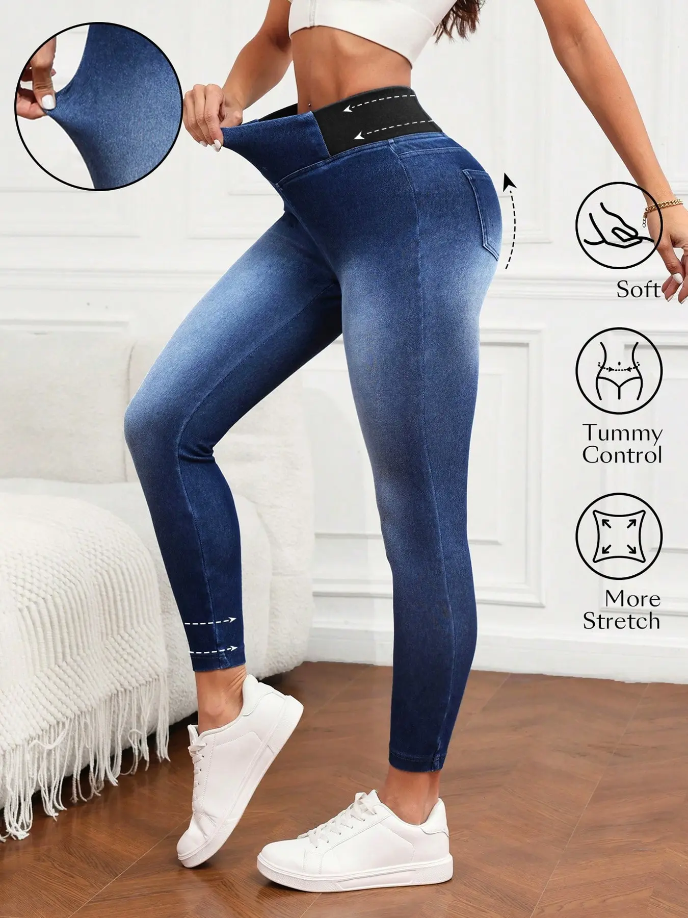 Women's Casual Basic Fashion High Waist Skinny Stretchy Elastic Denim Jeans, Tummy Control Jeans Jeggings For Women Compression Fit Jeans, High Waisted Jeggings Bottom Pants