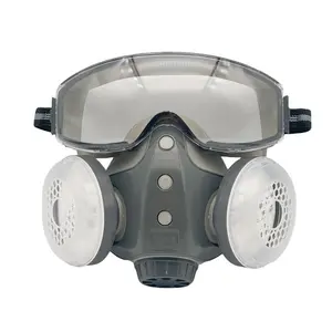 Reusable Respirator Face Mask Set, Dustproof Toxic Protection, Half-Face with Goggles, Industrial Painting, Mining, Woodworking, Farming