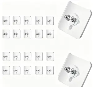 Acrylic Photo Wall Hooks, 20PCS (Buy 10 Get 10 Free) - Stainless Steel & Ceramic Self-Adhesive Smooth Lightweight Wall-Mount Hooks for Easy Installation, Bathroom Storage Organization & Decor, Organiser