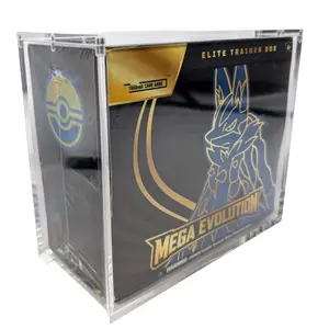5mm Thick Acrylic Stackable Display Box for Elite Trainer Pokemon Card Boxes, Magnetic Cover Protection Case, Elite Coach Box, Card Hobby Box