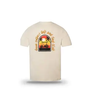 GRUNK DOLFER Men's Eco-Friendly Bogey Watch Graphic T-Shirt - Casual Fitted Shortsleeve Round Neck Summer Tee, Light Sand, 100% Recycled Polyester for Golf Trips & Streetwear, Love-Inspired Menswear Top, Graphic T Shirts