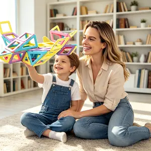 124PCS Magnetic Tiles Building Set, Macaron Castle Blocks for Ages 3-8, Educational Toy for Boys and Girls, Gift for Valentine’s Day, Christmas, Birthday