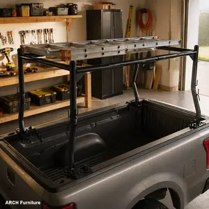 ARCH Heavy-Duty Universal Truck Bed Ladder Rack - 900LB Capacity, No-Drill Installation, Adjustable 46-71 inch Steel Cargo Rack for Kayaks, Lumber, Surfboards & Construction Materials    RR, Truck Accessories, Aftermarket Truck Accessories, Construction T