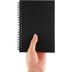 DSTELIN Blank Spiral Notebook, 1-Pack, Soft Cover, Sketch book, 100 Pages / 50 Sheets, 7.5 inch x 5.1 inch (Black)