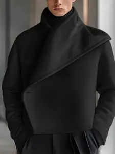 INCERUN Men's Fashion Casual Deconstructed Design Solid Color Long Sleeve Jacket Coat, Stylish and Comfortable, Suitable for Daily Wear