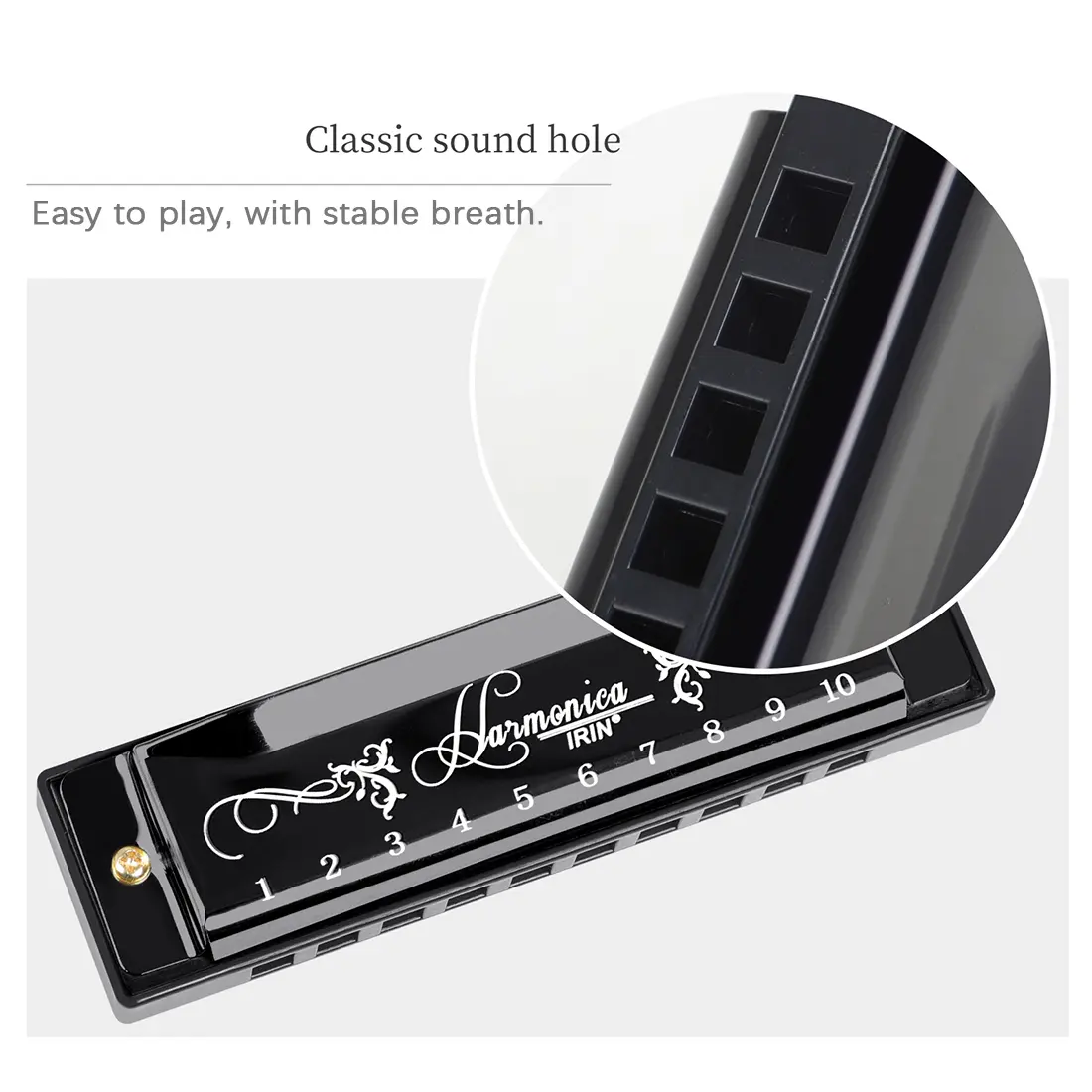 Irin New Style 10-Hole 20-Tone Colorful C Key Harmonica, Perfect for Music Lovers & Beginners, Durable & Easy-To-Play Design