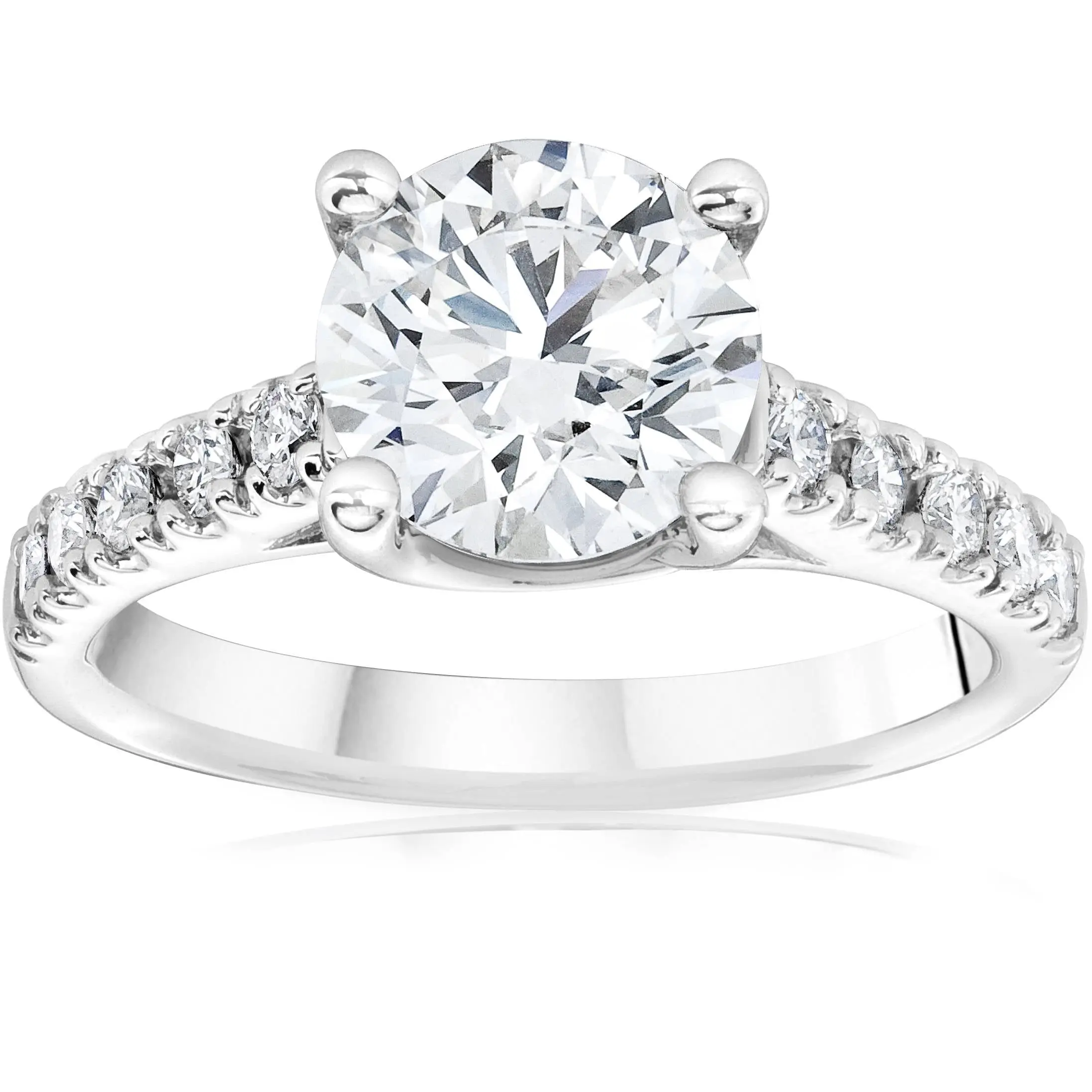 Certified 2 1/2Ct Diamond Cathedral Engagement Ring 14k White Gold Lab Grown