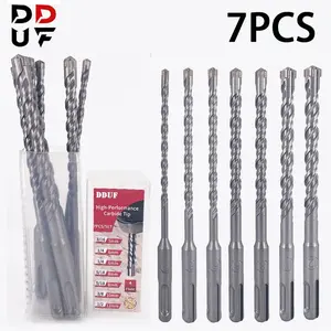 7pcs Drill Bit Set, Masonry Drill Bit, Hardened Alloy Drill Bits - SDS PLUS 3-in-1 Compatible, Rust-Resistant Design for Concrete, Brick, Stone Surfaces - Long-Lasting Performance, Robust Construction