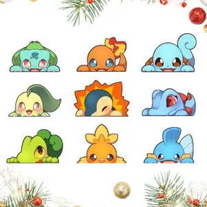 Cute Anime Eeveelutions Vinyl Peeker Sticker, Option Poke Sticker, Waterproof Vinyl Decal for Laptop, Water Bottle, Car Gift