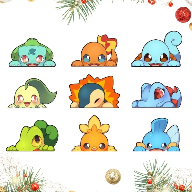 Cute Anime Eeveelutions Vinyl Peeker Sticker, Option Poke Sticker, Waterproof Vinyl Decal for Laptop, Water Bottle, Car Gift