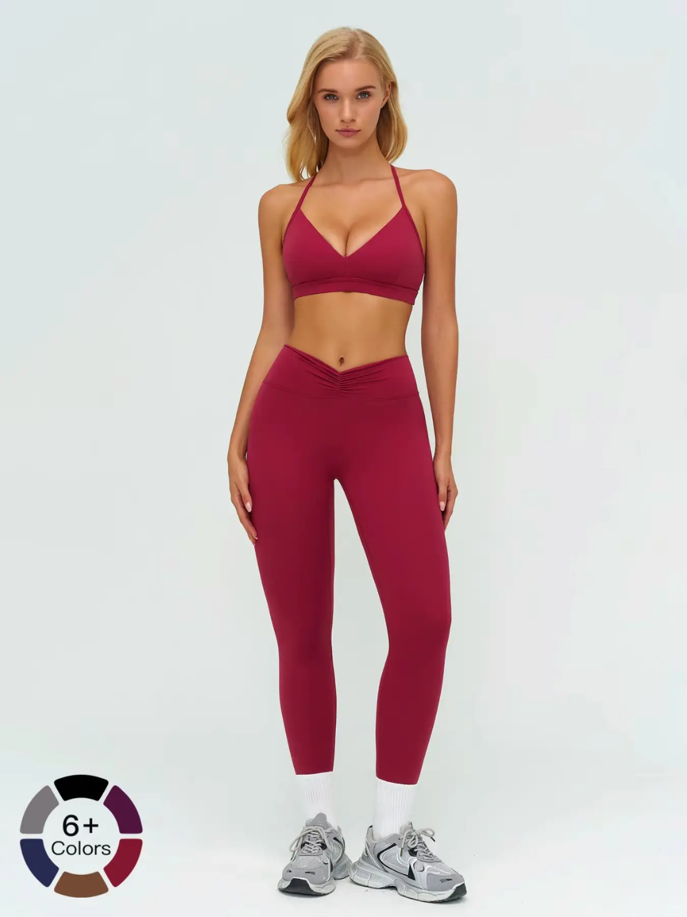 Women's Outdoor Sports Set, Athletic Sports Clothing, Racerback Bra & High-Waisted Yoga Leggings, Yoga Running Fitness Clothes, Brushed Fabric, Fitted Design Activewear, Stretchable Activewear, Comfy Breathable Quick-Drying Sportswear