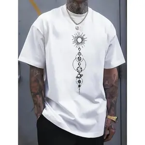 Men's Black Solar System Graphic T-Shirt Short Sleeve Crew Neck Regular Fit Casual Wear |   Soft & Breathable Fabric, Durable Print, Everyday Comfort, Machine Washable, Casual Tee, Everyday Wear