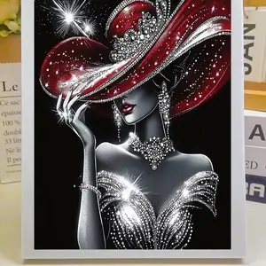Elegant Lady Diamond Painting Kit, DIY Acrylic Round Diamonds, Full Drill Mosaic Craft Set, Frameless Embroidery Gift, Home Decor & Creative Gift, Diamond Pattern Design, DIY Diamond Art