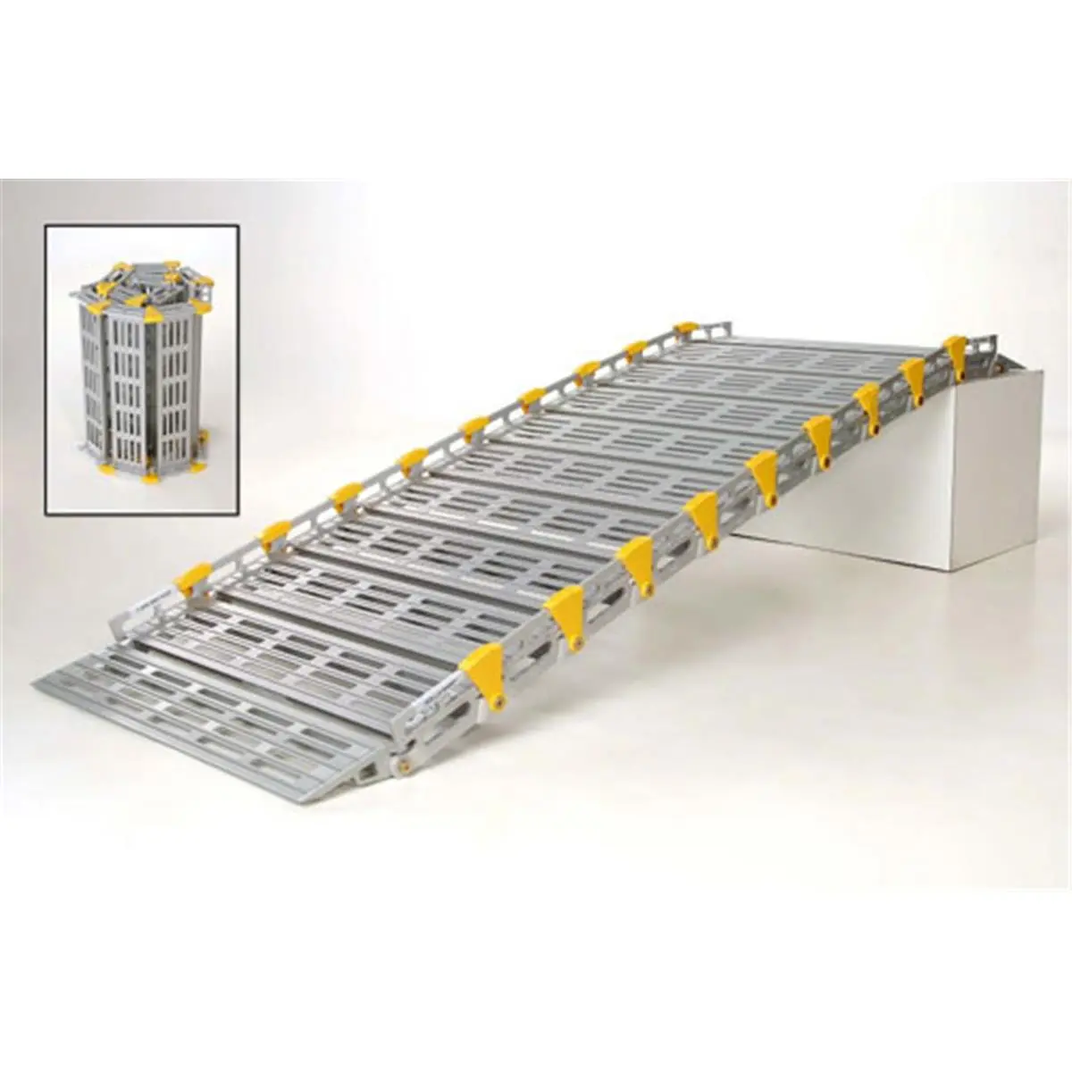212 MAIN Roll-A-Ramp Portable Safety Wheel Ramp & Rail - 9 ft x 30 in Length, Lightweight Anodized Aluminum, Built-In Rails for Vehicle Access, Steps Entry, Wheel Ramps & Rails