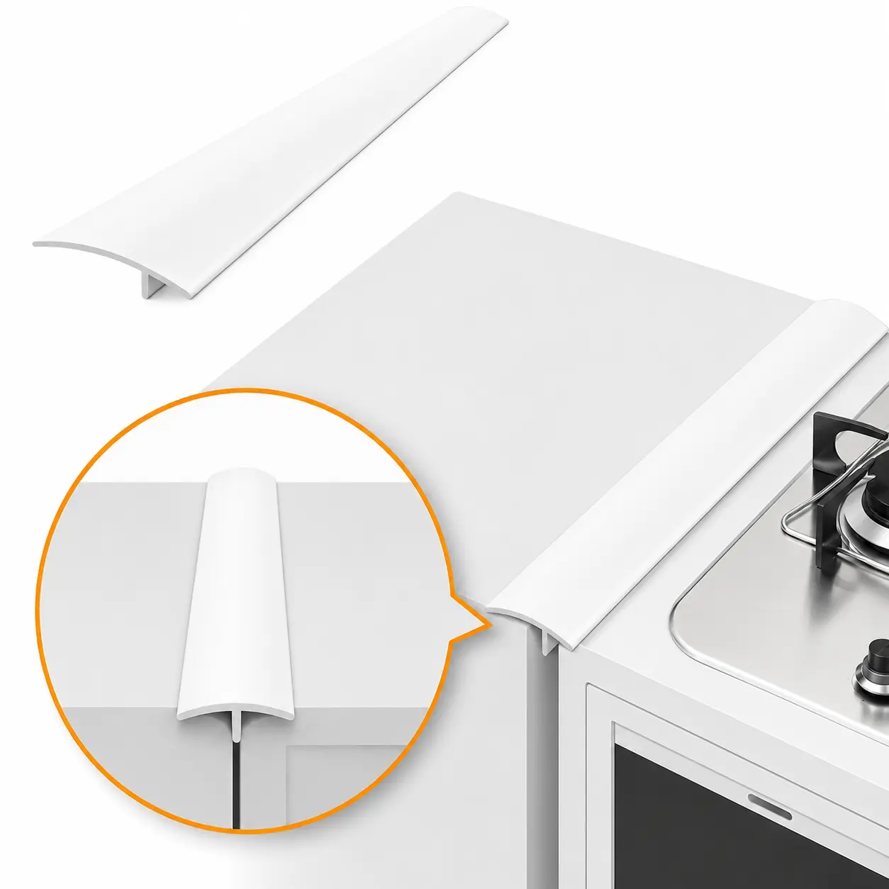 Silicone Stove Gap Cover Strip, Heat Resistant Spill Guard for Cooktop and Counter, Easy Clean Kitchen Accessory