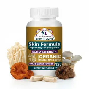 Organic Mushroom Blend Capsules–Skin Wellness & Immune Support, 1,500mg, 40% Beta-Glucans, 120 Capsules