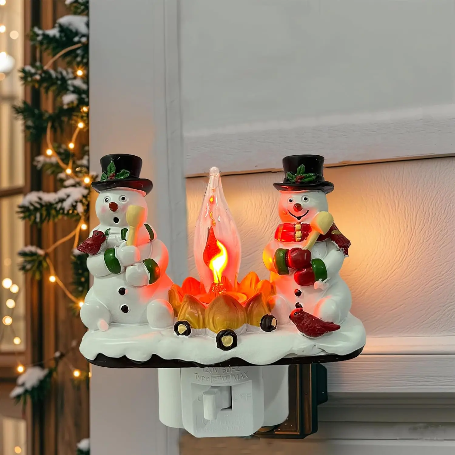 Snowman Design Ceramic Night Light for Christmas Decor, 1 Count Plug and Play Christmas Themed Ambient Light, Decorative Light for Home Party Festival, Cozy Indoor Lighting