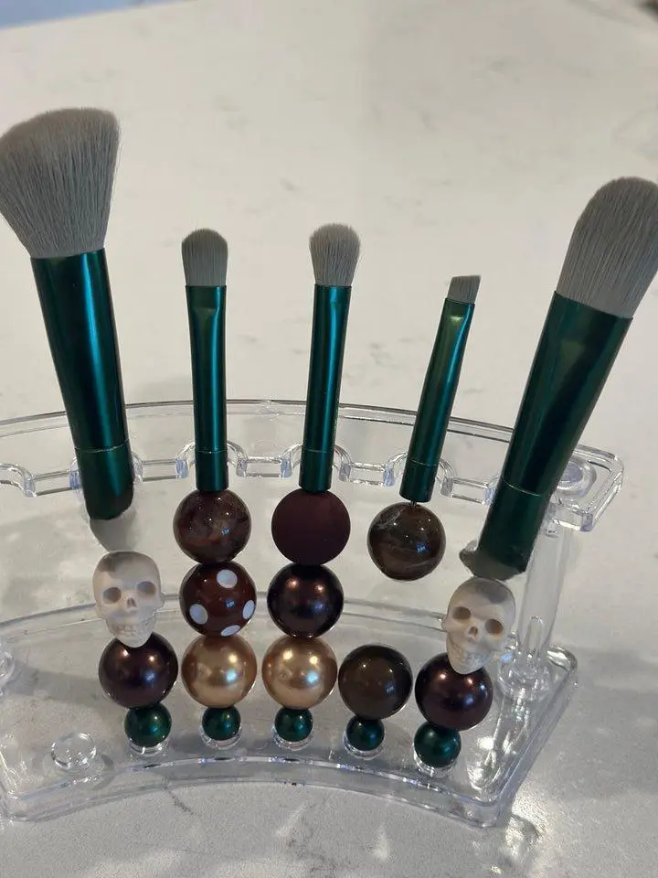 Custom Make Up Brushes with Skeletons - Unique Design Makeup Tools Featuring Skull Accents