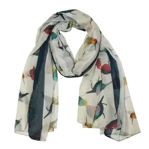 Wrapables Women's Soft Viscose Bird Print Multi-Style Scarf Wrap Shawl Sarong