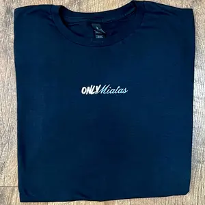 OnlyMiatas Clean Stylish Black T-Shirt Casual Short Sleeve Crewneck with Logo Design - Tropical, Top, Streetwear, Man, Tshirt, Menswear