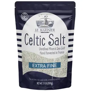 Le Marinier Celtic Salt Extra Fine 1.1lb Unrefined Sea Salt 100% Natural Hand Harvested Light Grey Electrolyte Flavor - Savory