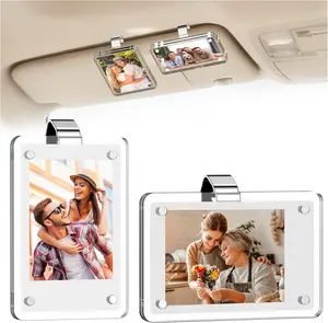 2Pcs Car Picture Holder for Car Sun Visor, Wallet Size Mini Picture Frame for Polaroid Go and Instax Mini, Horizontal & Vertical Display Car Decor, Personalized Gifts for Boyfriend Girlfriend Birthday Solar Powered Bluetooth Dome mini steering wheels