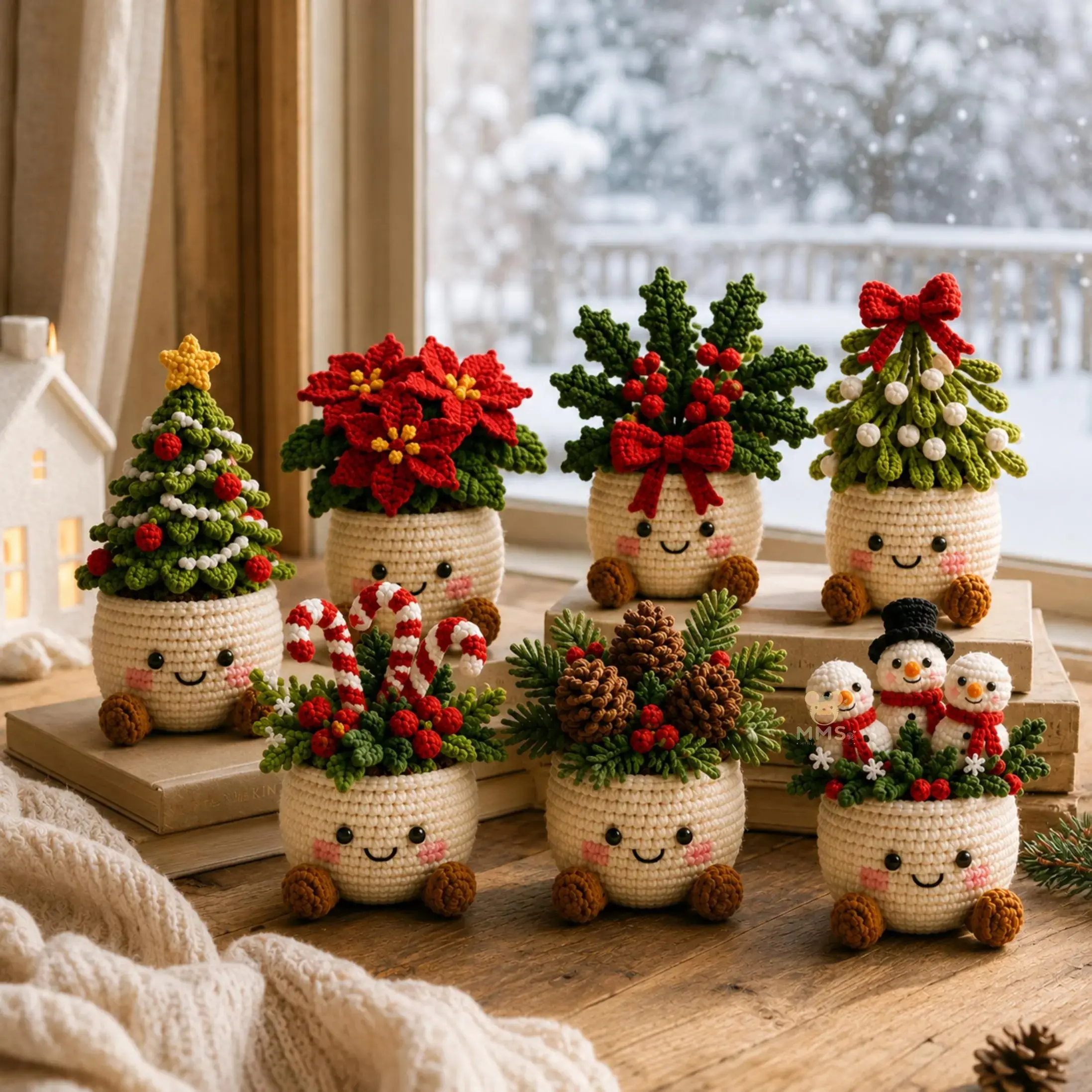 Crochet Christmas Plant Pot Holiday Decor Gift