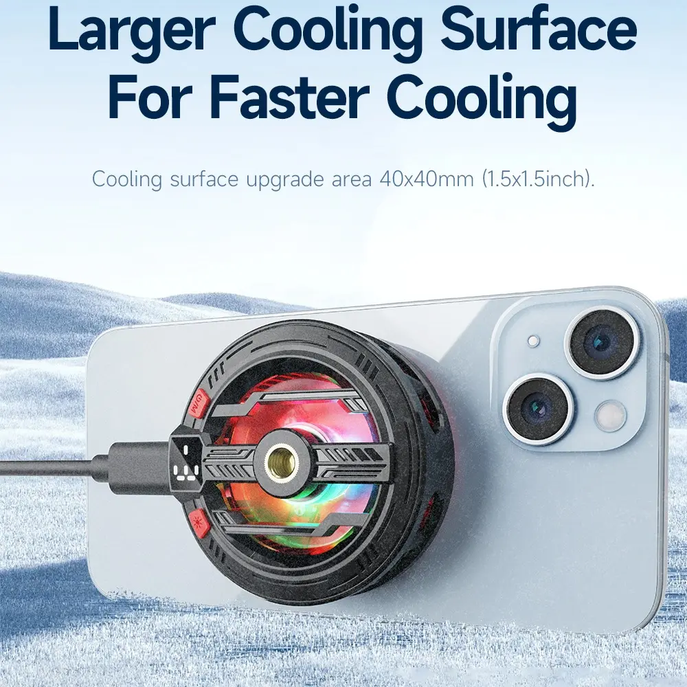 Magnetic Cell Phone Cooler for Gaming Comvin, Mobile Phone Cooling Fan with Dual Mode/Temperature Display,Portable Radiator for iPhone MagSafe Series/Android/iPad/Tablet,Semiconductor Heatsink Cooling