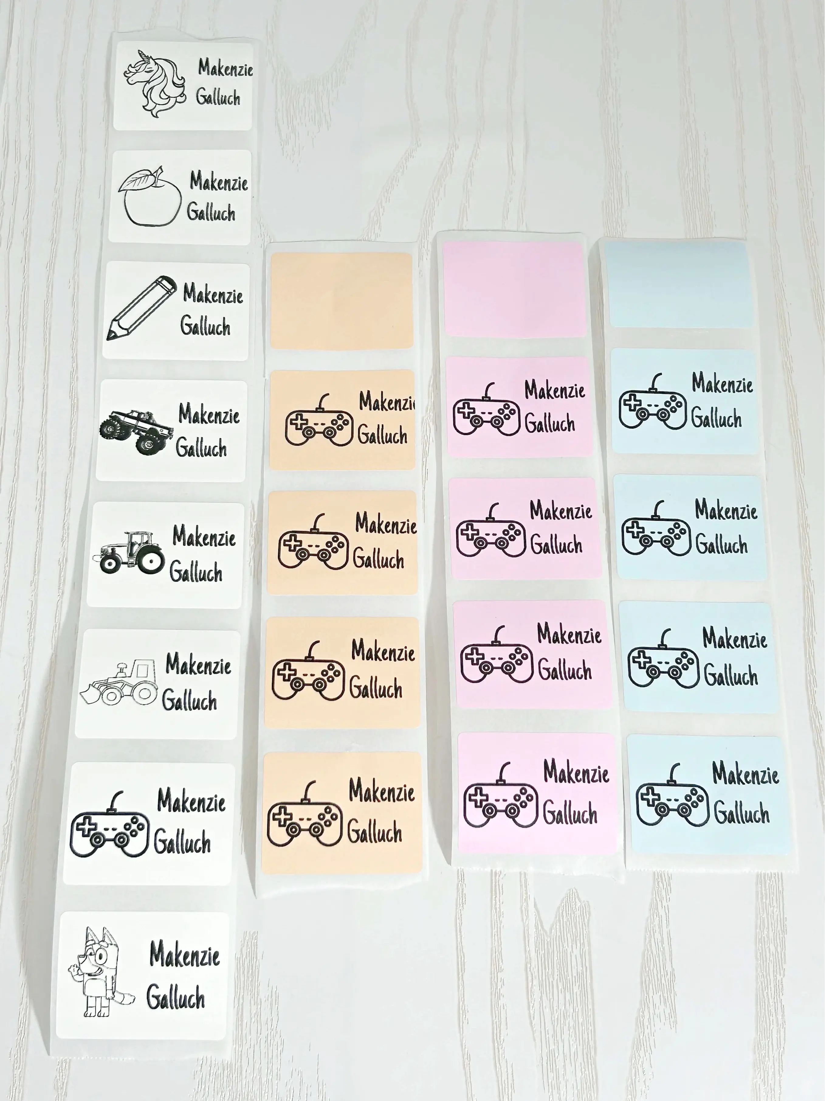 Handmade Kenzie's Boutique Personalized Sticker Labels for Back to School Supplies with Name for Students Teachers - Clipboard Stickers - Daycare Easy Peel Off - Custom Stick On