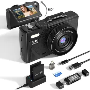 2025 Digital camera 5k,digital camera with flip screen,18X Digital Zoom Camera for vlogging,content creator camera,Portable Retro Camera，With for 2 batteries,Compact Travel Camera for Teens,Summer Gifts