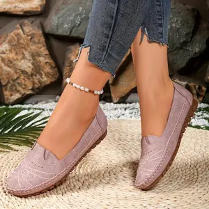Fashionable Vintage Comfortable Soft Versatile Women'S Flat Penny-Loafer Shoes |   Solid Color, All-season, Synthetic faux leather Upper, Flannel Inner, TPR Sole, Non-woven Fabric Insole