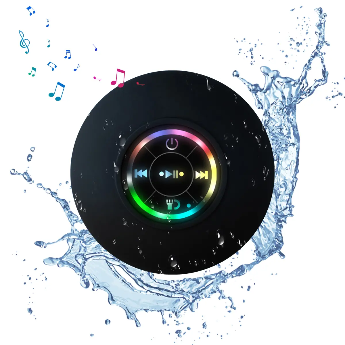 Waterproof Bluetooth Speaker with Suction Cup, Portable Wireless Shower Speaker, USB Rechargeable Mini Speaker for Bathroom, Shower, Travel, Beach, Camping, Home & Outdoor Use, Black, Holiday Gift