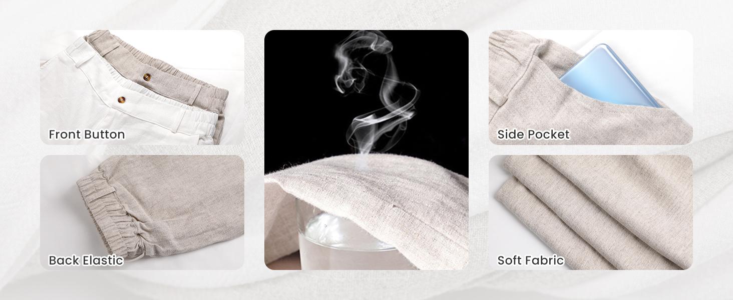 Tanming Women's High Waisted Wide Leg Linen Pants Casual Button Up Cotton Trousers for Summer Loose Comfy Beach Pants Tanming Women's High Waisted Wide Leg Linen Pants Casual Button Up Cotton Trousers for Summer Loose Comfy Beach Pants