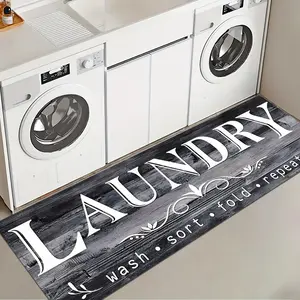 1 Pc Grey Abstract Laundry Room Rug Soft And Comfortable Long Strip Carpet Printed Mat Anti Slip Floor Mat Suitable For Kitchen Living Room Bedroom Sink Laundry Room Decoration Carpet Mat Home Care Supplies