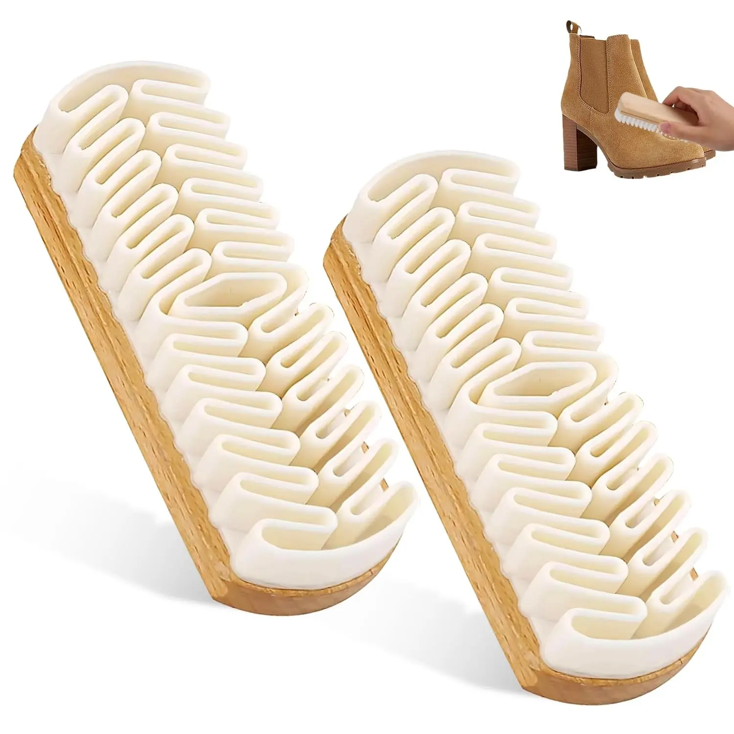 Suede Brush and Eraser Set, Professional Suede Shoe Cleaner for Shoes Boots Bags Jackets, Wooden Handle Suede Cleaning Kit, Footwear Cleaner