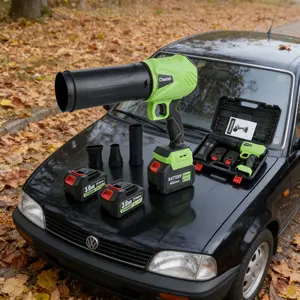 Cordless Leaf Blower With Brushless Motor And Two Rechargeable Batteries For Car Drying Patio Driveway And Light Garden Cleanup Efficient Lightweight Design