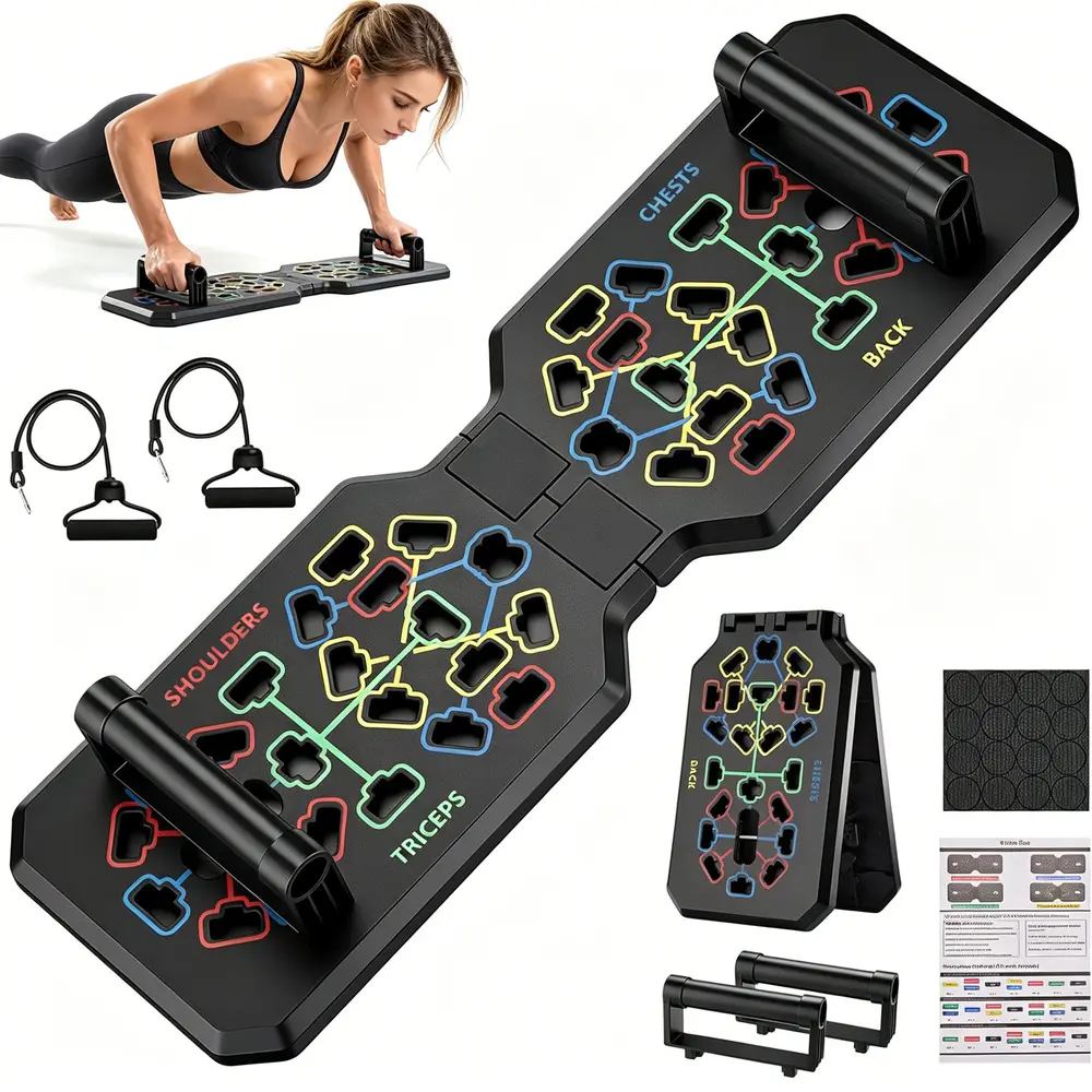 Push Up Board Foldable Color Coded Training System, Multi-Function Portable Home Gym Equipment for Chest & Shoulder Floor Workouts