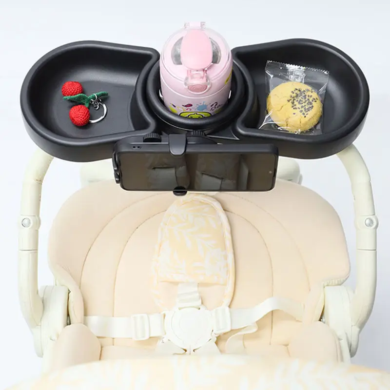 1pc 4 in 1 Universal Stroller Organizer – Cup, Phone & Snack Holder, Clips, Perfect Parent Gift, Universal Stroller Snack Tray, Stroller Accessories