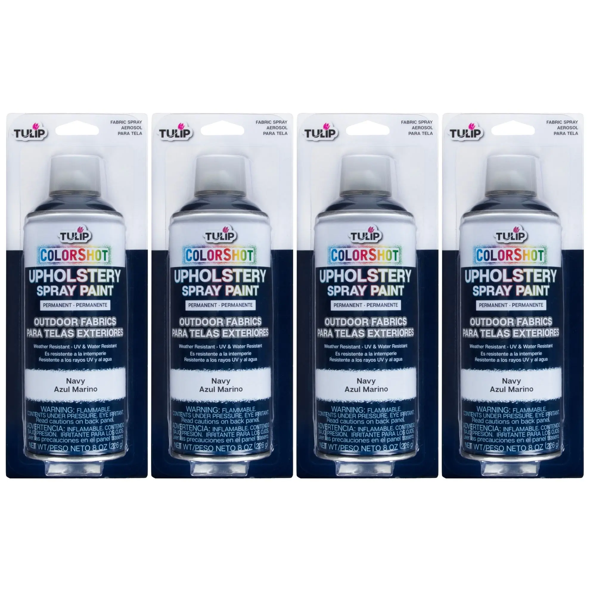 Tulip ColorShot Outdoor Fabric Upholstery Spray - Navy, 4 Pack, Water Resistant, UV/Weather Res., Weave Stays Visible, 4-Pack Coverage