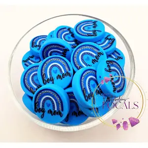 30mm “Boy Mom Rainbow” Custom Silicone Focal Bead