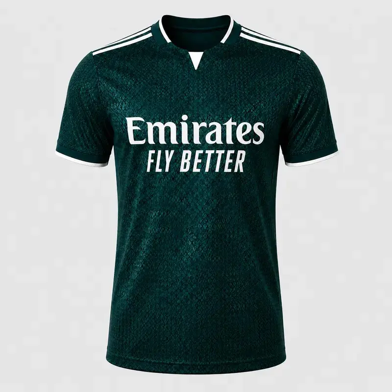 Dark Green Soccer Jersey, White Trim Short Sleeve Football Fan Shirt, Men Women Athletic Sports Top