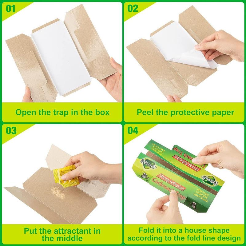 10-30 Pcs Non-Toxic Cockroach Traps - Baited Indoor Roach Killer, Pet & Kid Safe