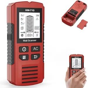 Wall Detector Scanner, Multifunctional Handheld Metal & Wall Detector, 5 in 1 Stud Finder Tool, for Detecting Metal, Cables, Home Improvement, Carpentry and Electrical Work (Red)