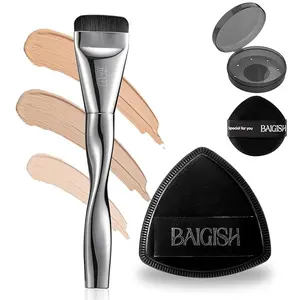 Makeup Sponge 1 Powder Puff +1 Smooth Foundation Brush for Liquid, Cream and Makeup,Super Soft, Makeup Blender, Latex Free Seamless Flawless Soft Setting Couple Set (X004F7FY3X)