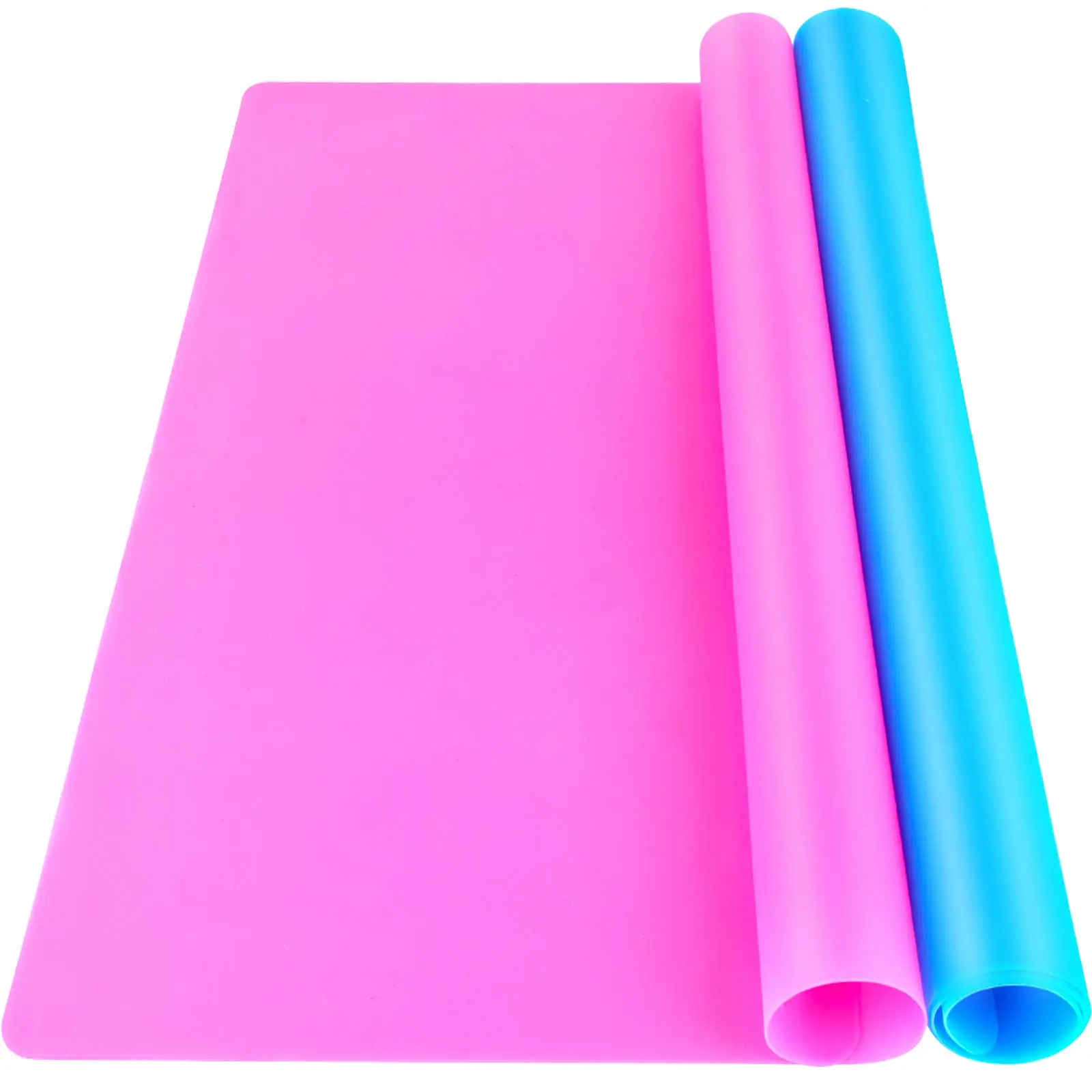 Silicone Mat For Molds  2 15.7" X 11.7" Playdough Mats Crafts Clay Paint Blue & Rose Red