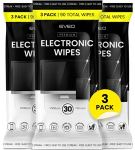 EVEO Electronic Wipes Pack of 30 Anti-Static Quick-Dry Formula for TVs Laptops Smartphones Tablets Streak-Free Cleaning