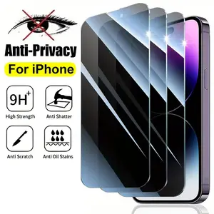 Privacy Screen Protector Tempered Glass for iPhone 16/15/14 & Samsung S24 Series, 9H Hardness, Anti-Spy, Anti-Fingerprint, Anti Scratch, Military-Grade Shatterproof Protection Phone Accessories shockproof screen protector full-screen coverage tiktokshopsp